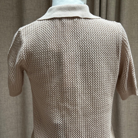 MINNIE ROSE TAUPE MESH KNIT POLO — SIZE M - NWT - Picture 4 of 5